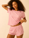 T-shirt & Short Pyjama Set- Cherry Roller Mini Stripe