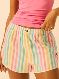 Soft Brushed Woven Pyjama Shorts - Roll With It Stripe