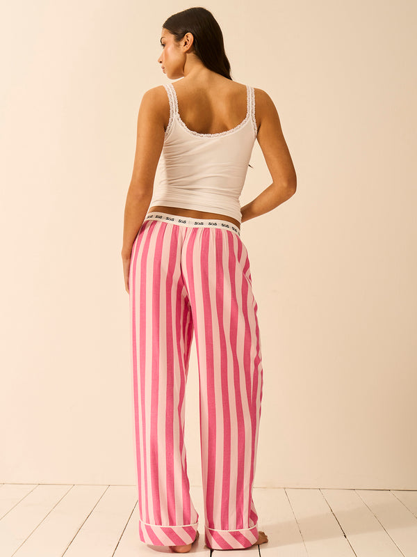 Soft Brushed Woven Pyjama Bottoms - Rose Stripe