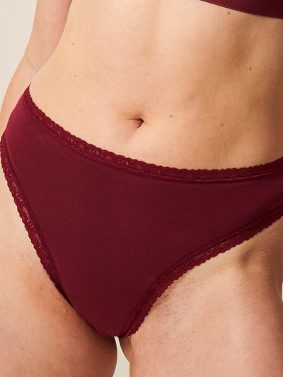 High Waisted Thong - Rouge Stripe & Stare