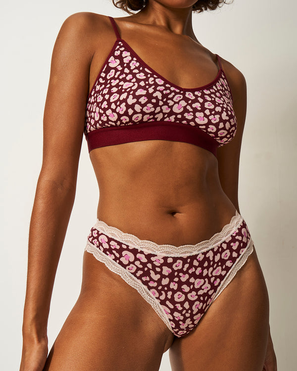 Brazilian Knicker - Rouge Leopard Stripe & Stare