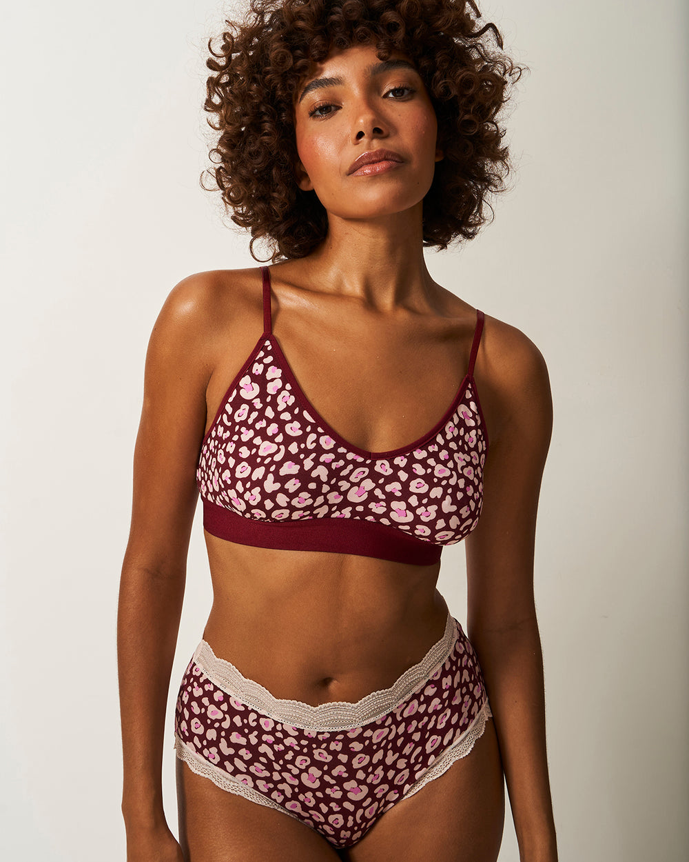 High Rise Knicker - Rouge Leopard Stripe & Stare