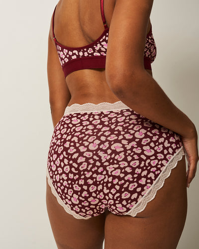 High Rise Knicker - Rouge Leopard Stripe & Stare