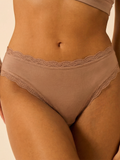 Mid Rise High Leg Knicker - Latte