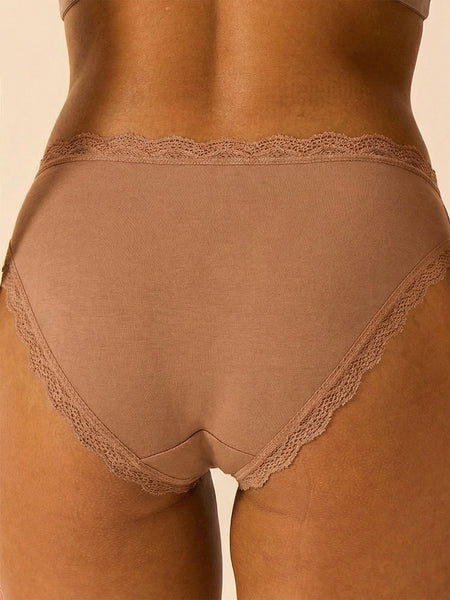 Mid Rise High Leg Knicker - Latte