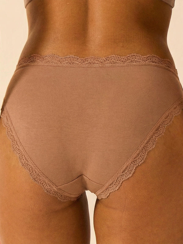 Mid Rise High Leg Knicker - Latte