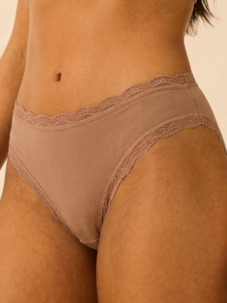 Mid Rise High Leg Knicker - Latte