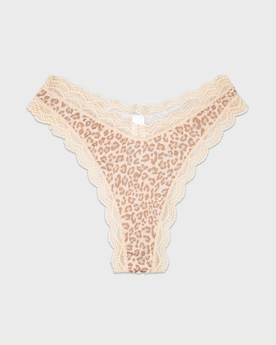 Dipped Thong - Sand Leopard Stripe & Stare