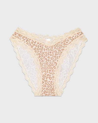 Dipped Tanga Knicker - Sand Leopard Stripe & Stare