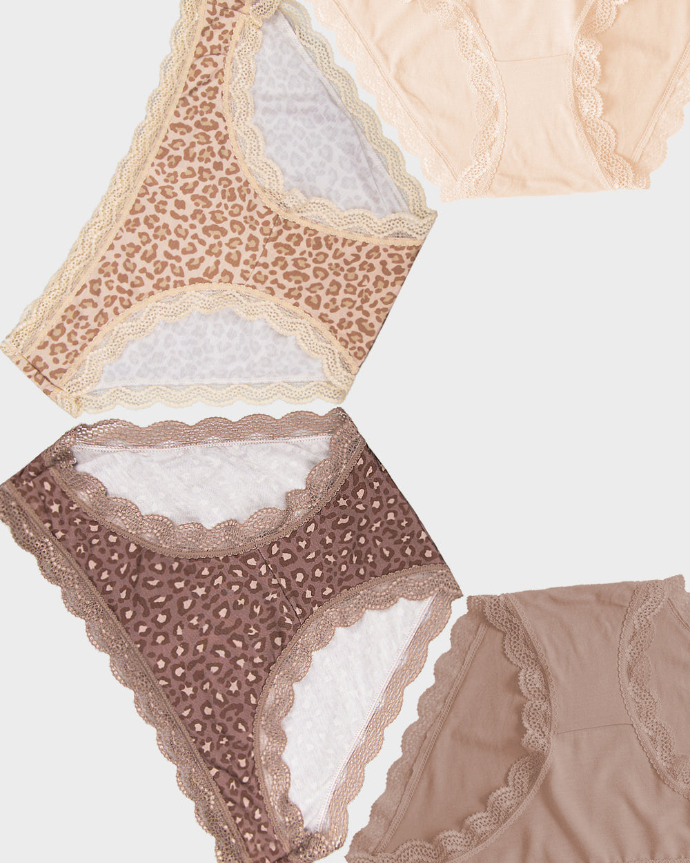 The Original Knicker Four Pack - Neutral Leopard Stripe & Stare