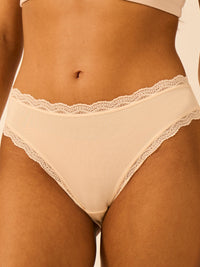 Mid Rise High Leg Knicker - Sand