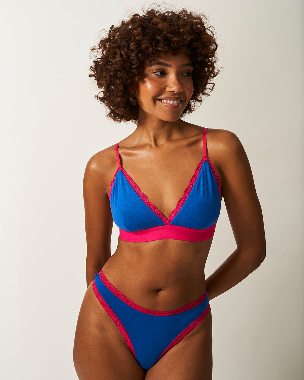 Lace Bralette - Sapphire and Raspberry Stripe & Stare