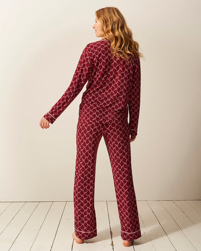 Long Pyjama Set - Rouge Bow Stripe & Stare