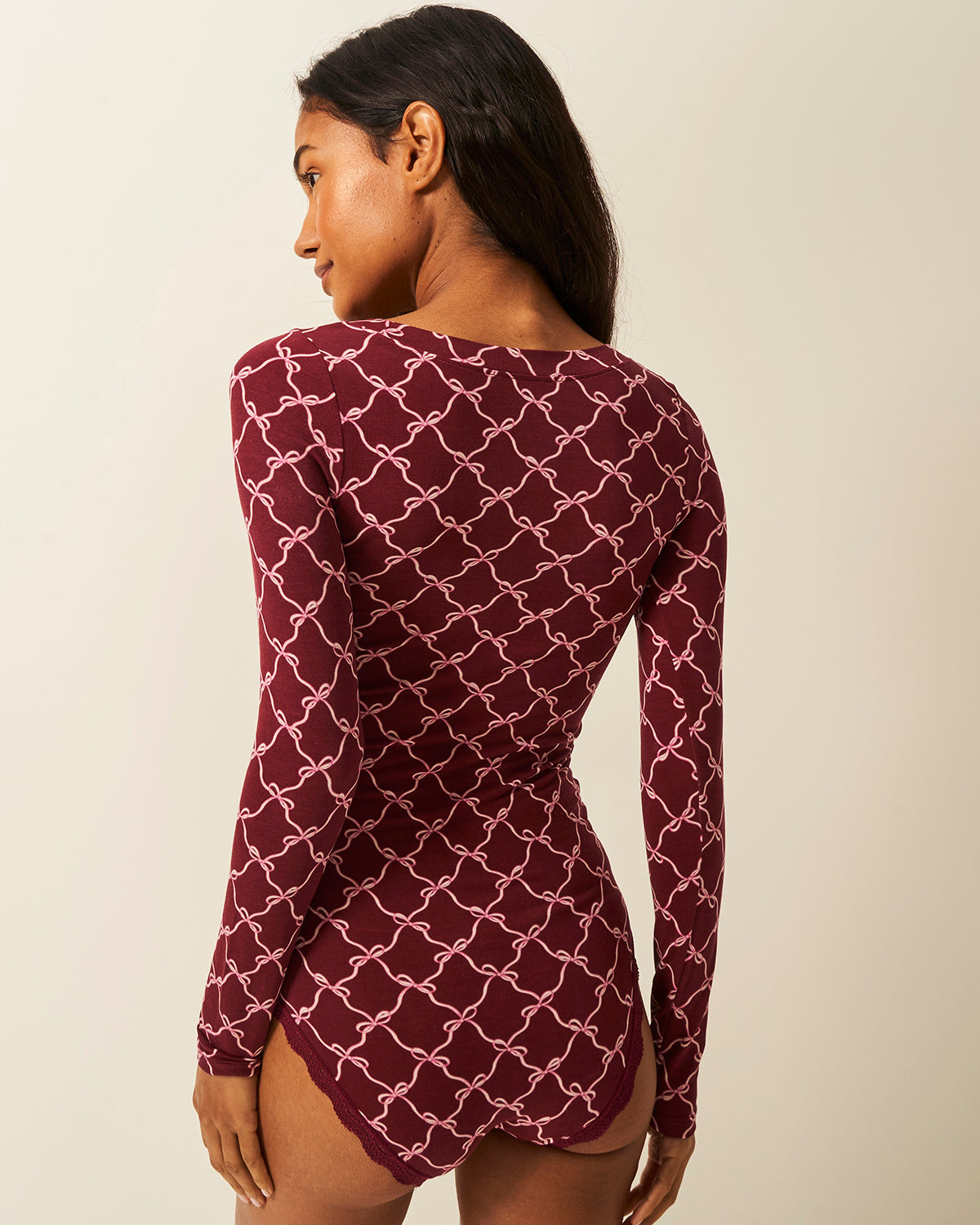 Long Sleeve Bodysuit - Rouge Bow | Sustainable TENCEL