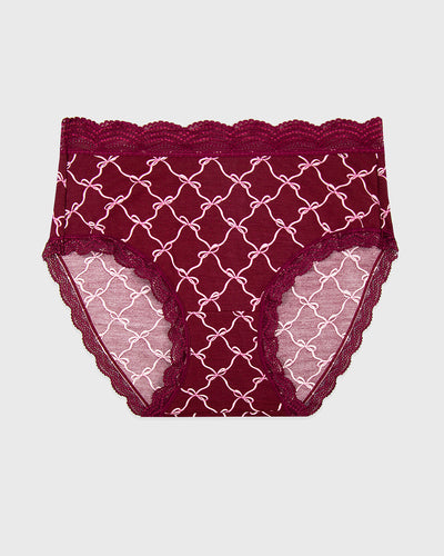 High Rise Knicker - Rouge Bow Stripe & Stare