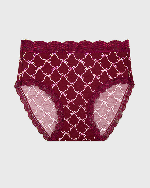 High Rise Knicker - Rouge Bow Stripe & Stare