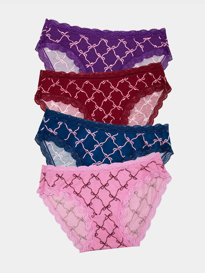 The Original Knicker Four Pack - Say it with a Bow Stripe & Stare