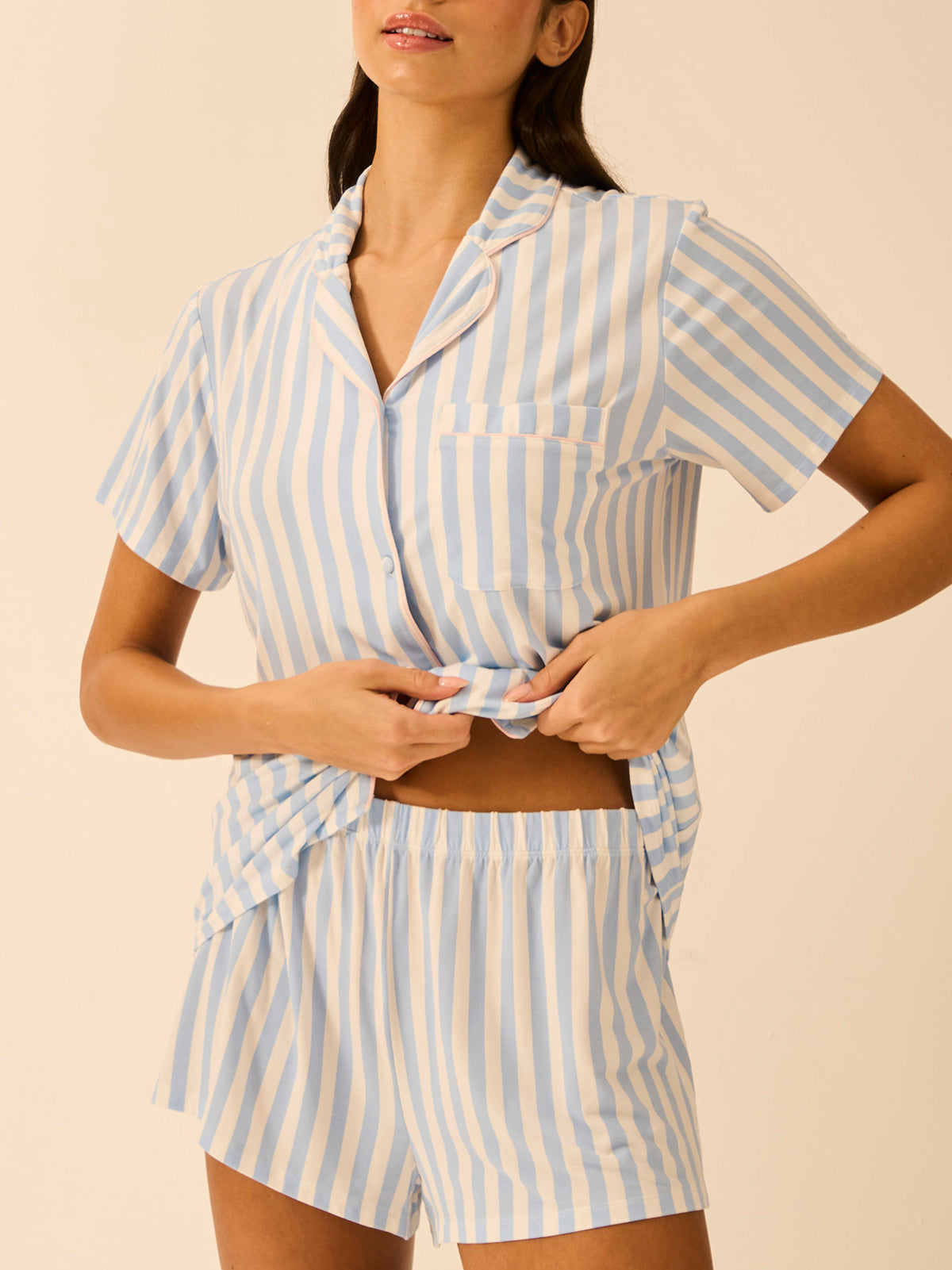 Short Pyjama Set - Serenity Stripe