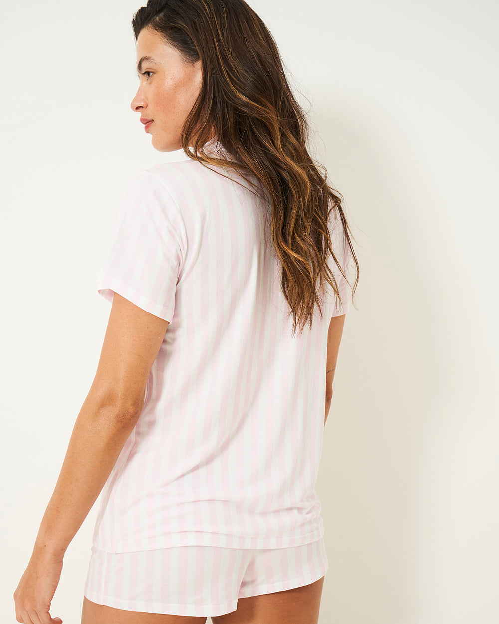 Short Pyjama Set - Pale Pink Stripe Stripe & Stare