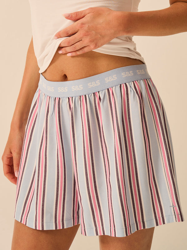Soft Brushed Woven Pyjama Shorts - Slumber Stripe