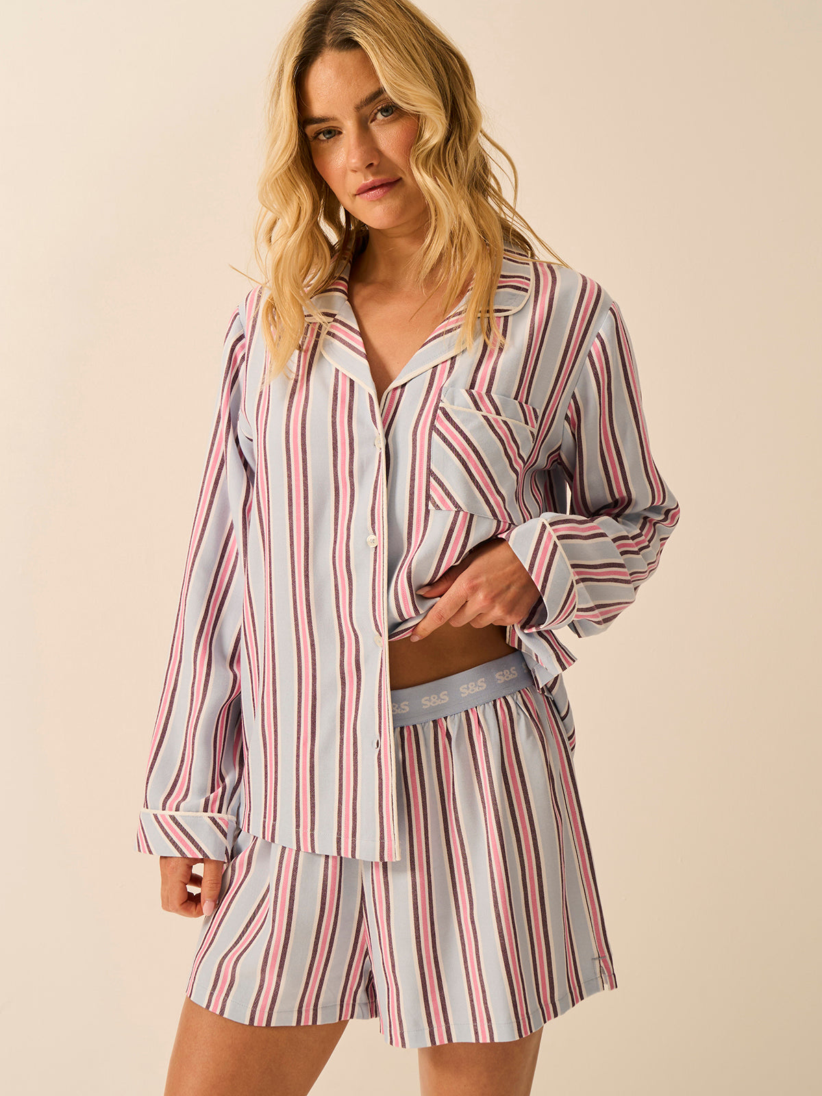 Soft Brushed Woven Pyjama Shorts - Slumber Stripe