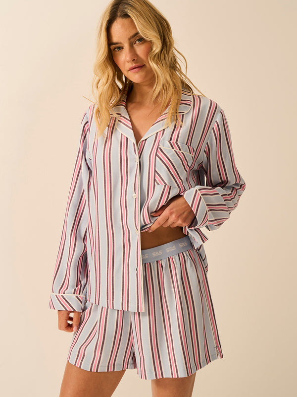 Soft Brushed Woven Pyjama Shorts - Slumber Stripe