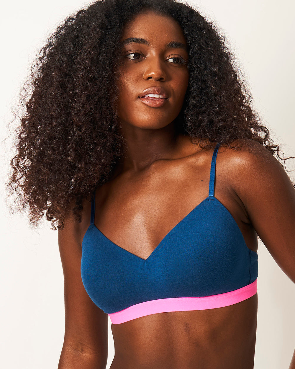 Smooth Sculpt Padded Bra - Midnight Neon Pink Stripe & Stare