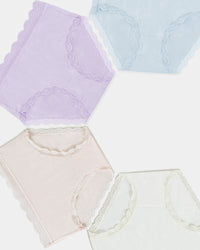 High Rise Knicker Four Pack - Soft Pastel Stripe & Stare