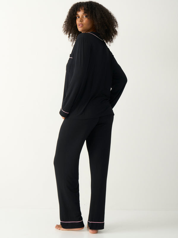 Long Pyjama Set - Black & Pale Pink