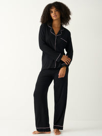 Long Pyjama Set - Black & Pale Pink