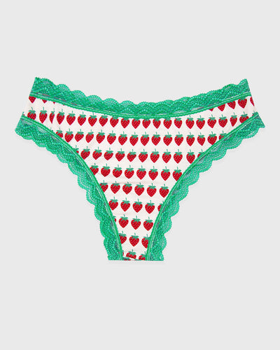 Brazilian Knicker - Strawberry Dreams Green Stripe & Stare