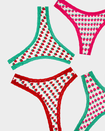 Thong Four Pack - Strawberry Dreams Stripe & Stare