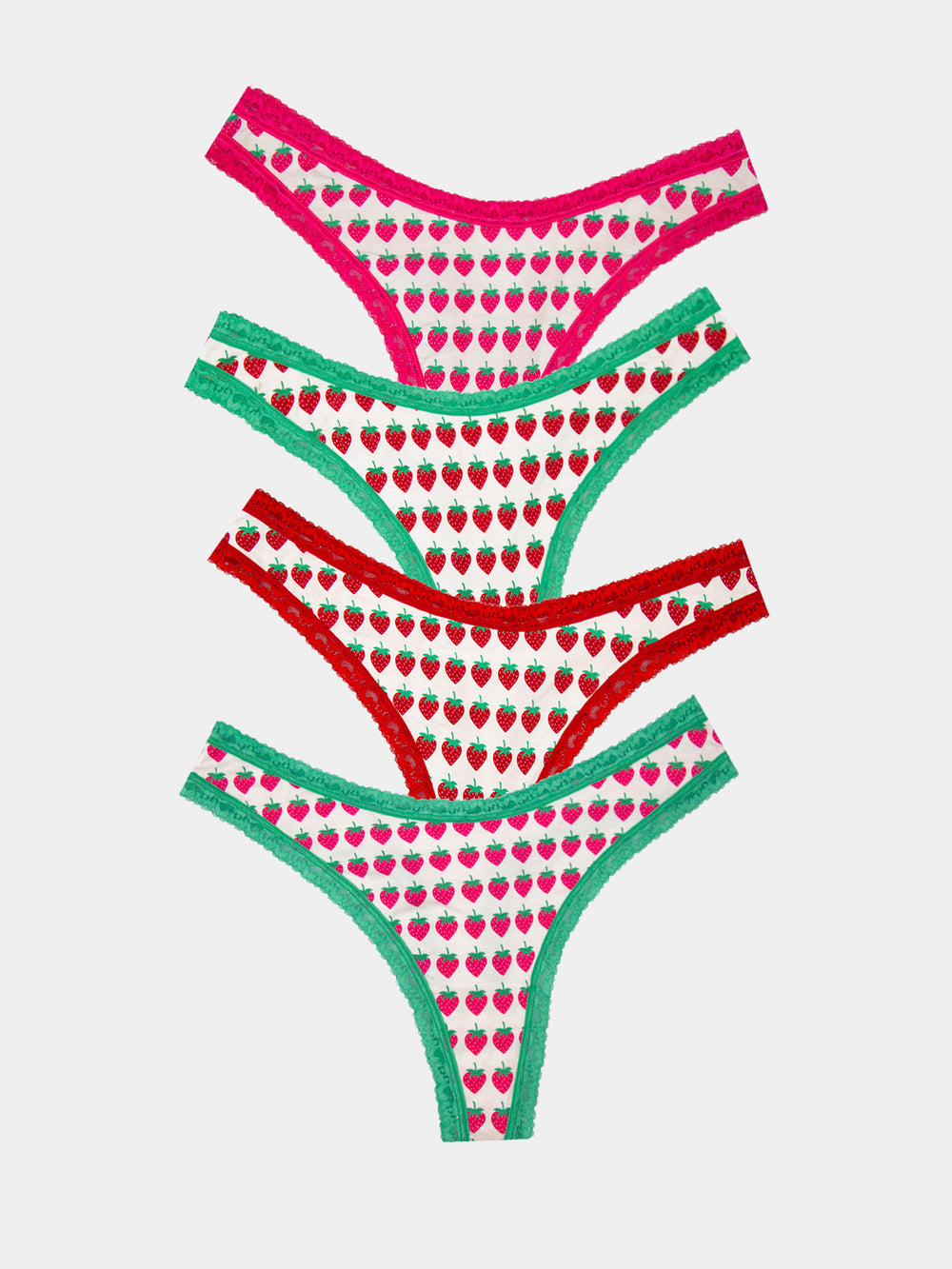 Thong Four Pack - Strawberry Dreams Stripe & Stare