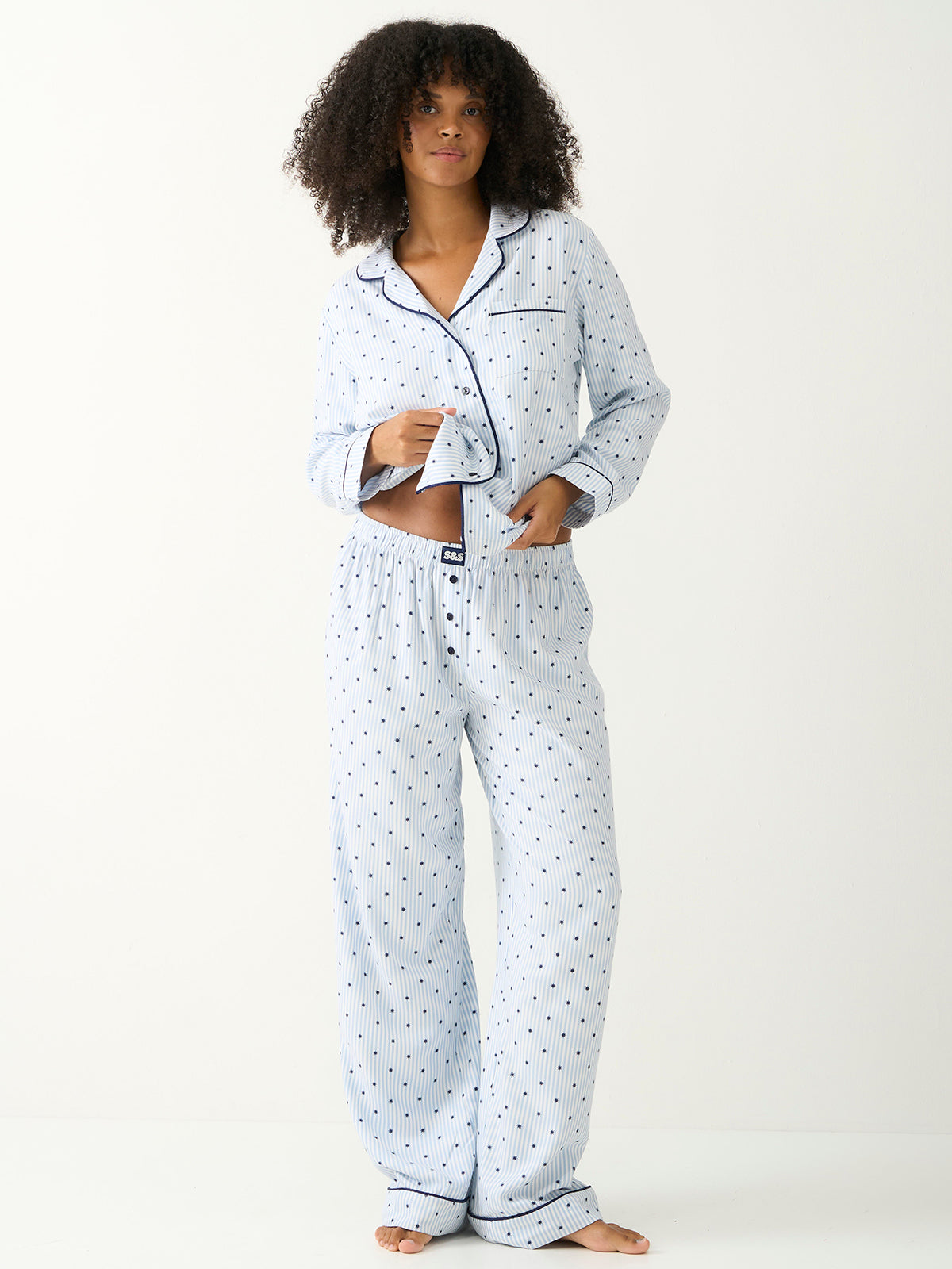 Soft Brushed Woven Pyjama Top - Stripe & Shine