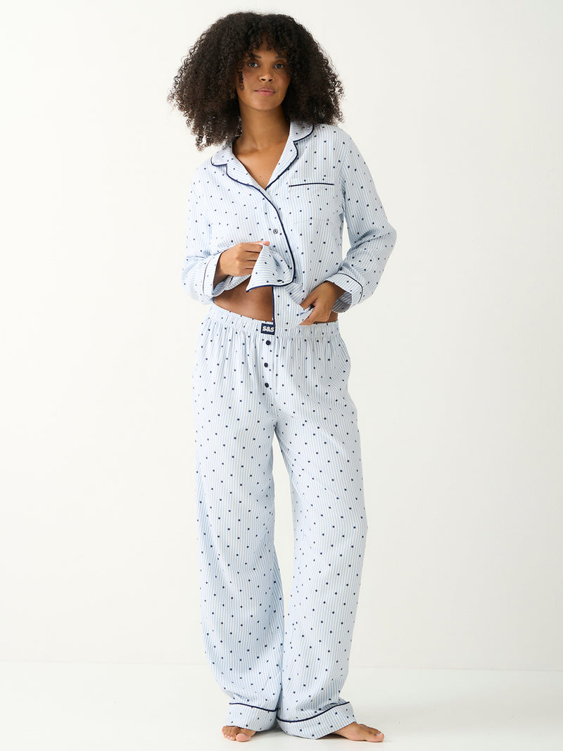 Soft Brushed Woven Pyjama Top - Stripe & Shine