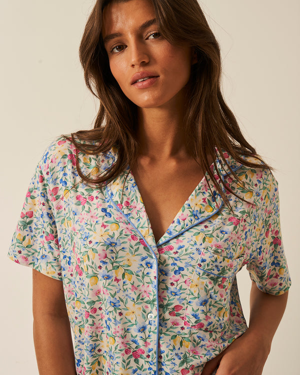 Short Pyjama Set - Summer Garden Stripe & Stare