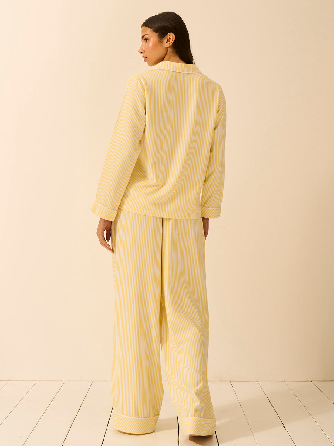 Soft Brushed Woven Pyjama Bottoms - Lemon Stripe