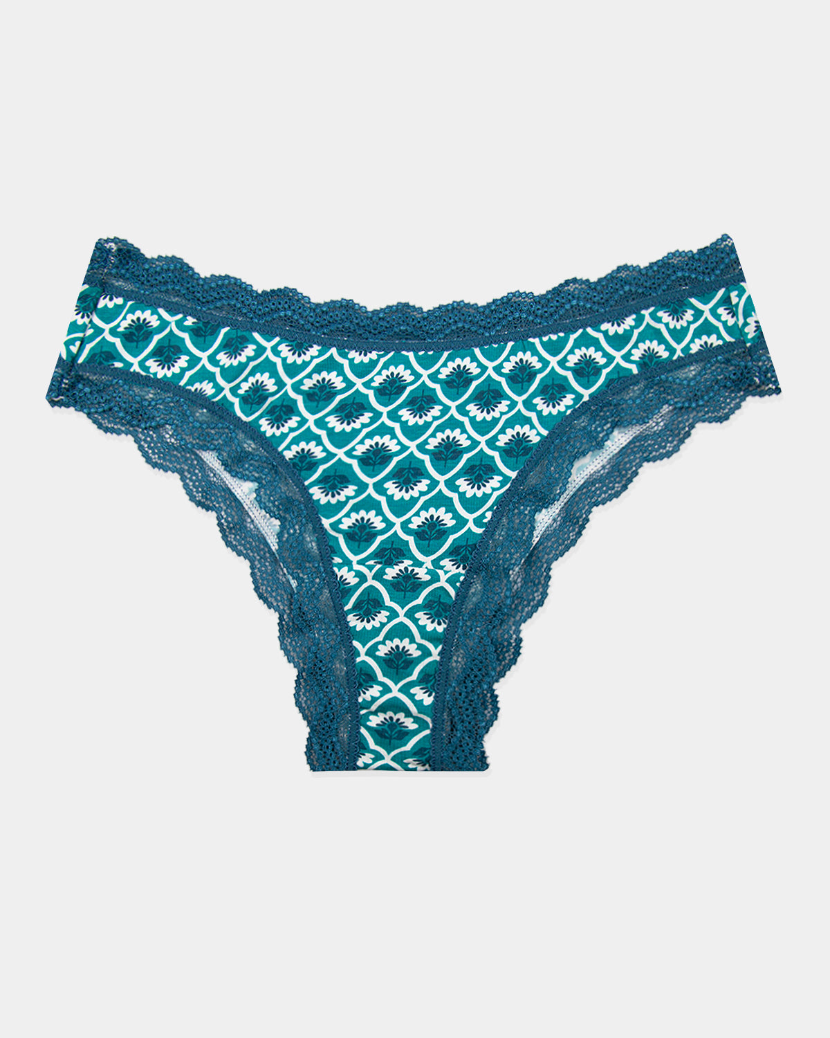 Brazilian Knicker - Teal Floral Tile Charming Garment Enterprises Co