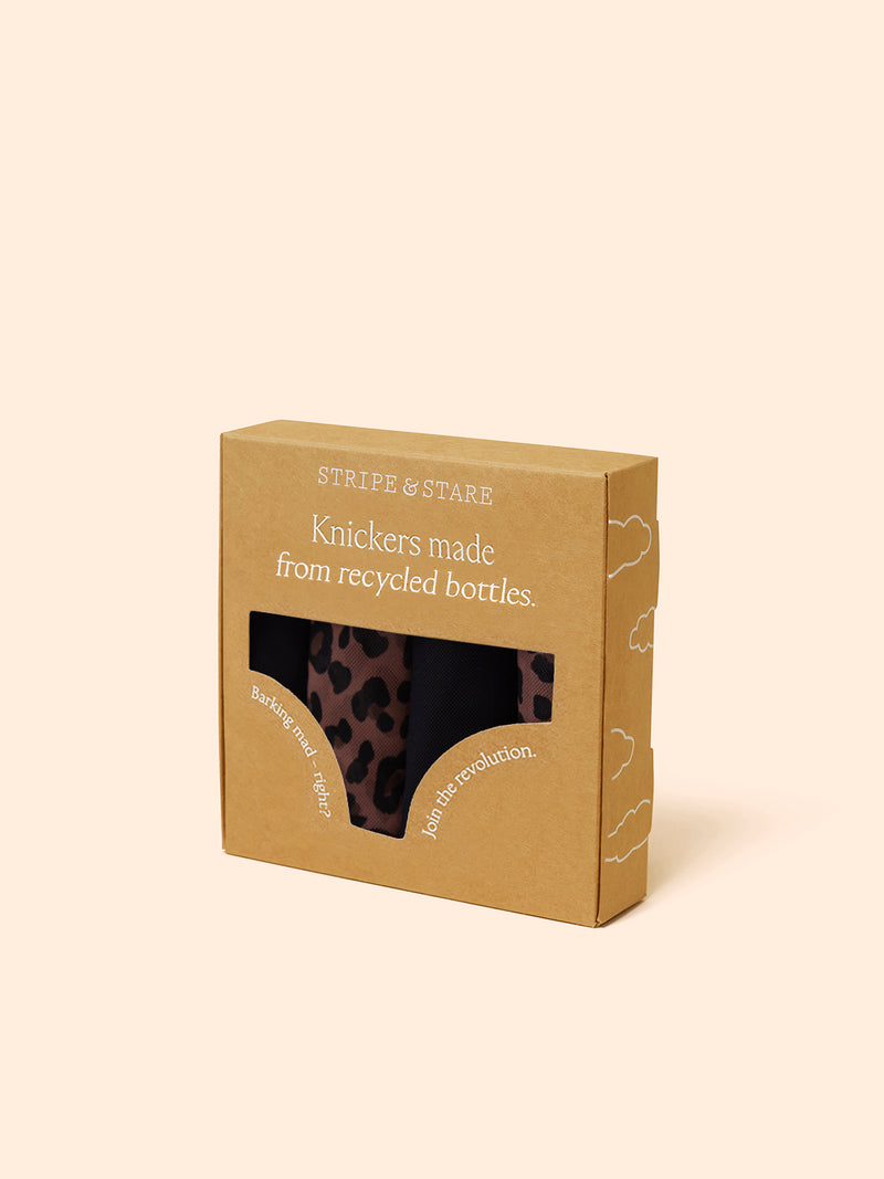 Mesh Original Knicker Four Pack - Black & Leopard