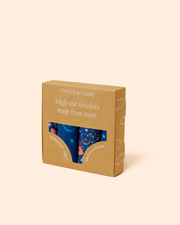High Rise Knicker Four Pack - Winter Floral Stripe & Stare