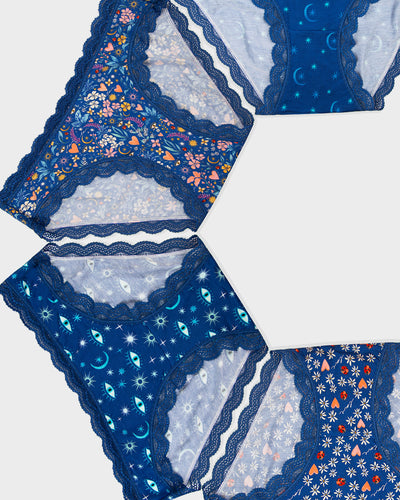 The Original Knicker Four Pack - Winter Floral Stripe & Stare
