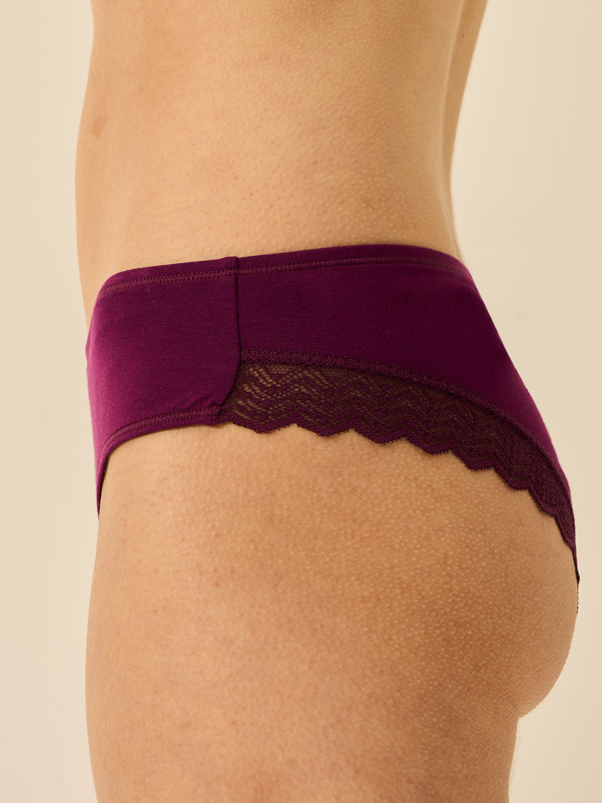 ZigZag Lace Brazilian Knicker - Black Cherry