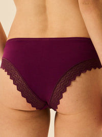 ZigZag Lace Brazilian Knicker - Black Cherry