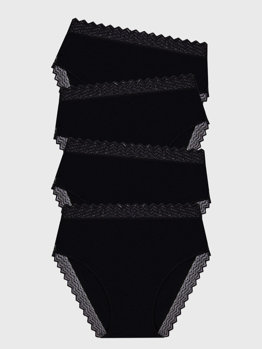 ZigZag Lace High Rise Knicker Four Pack - Black