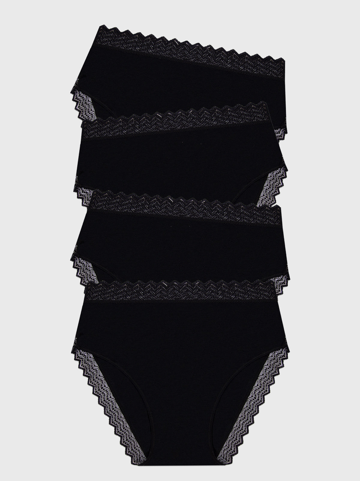 ZigZag Lace High Rise Knicker Four Pack - Black