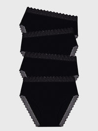 ZigZag Lace High Rise Knicker Four Pack - Black