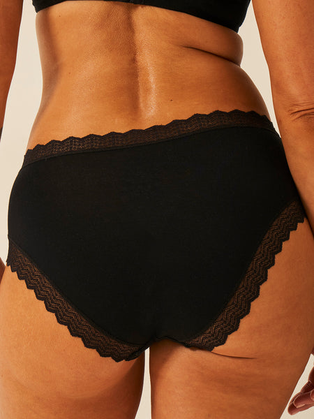 ZigZag Lace High Rise Knicker Four Pack - Black