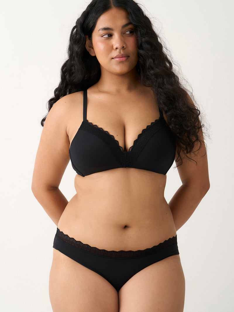 ZigZag Lace Demi Bra - Black