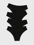 ZigZag Lace Brazilian Knicker Four Pack - Black