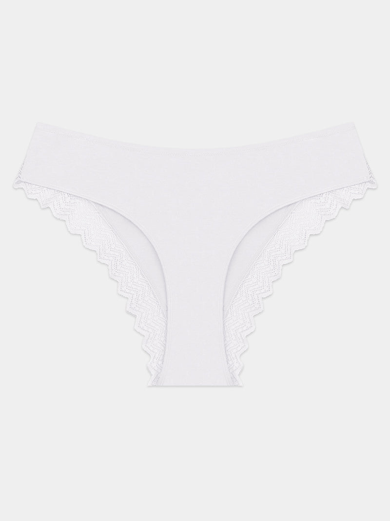 ZigZag Lace Brazilian Knicker - White